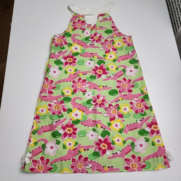 Girls Vintage Gymboree Pink & Green Crocodile Lily Cotton Dress Size 10 - Picture 5 of 8